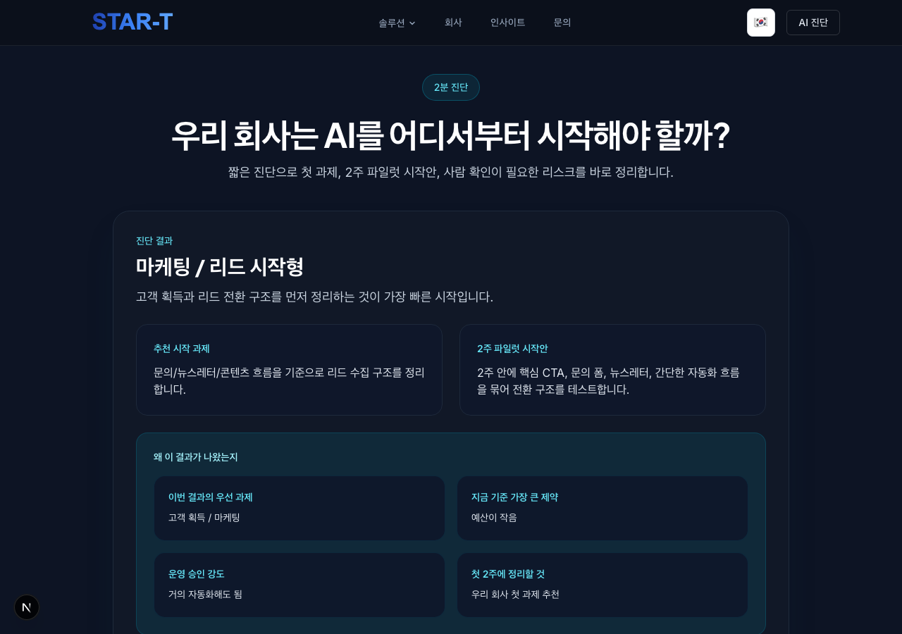 STAR-T AI 사업 운영 진단 실제 결과 화면