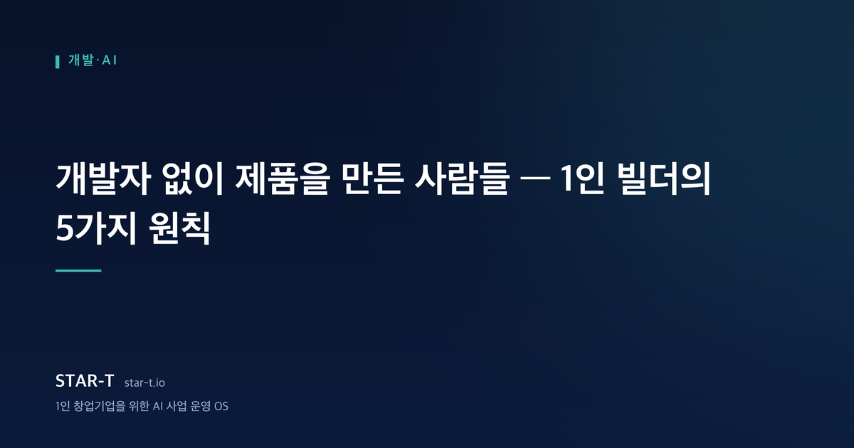 개발자 없이 제품을 만든 사람들 — 1인 빌더의 5가지 원칙